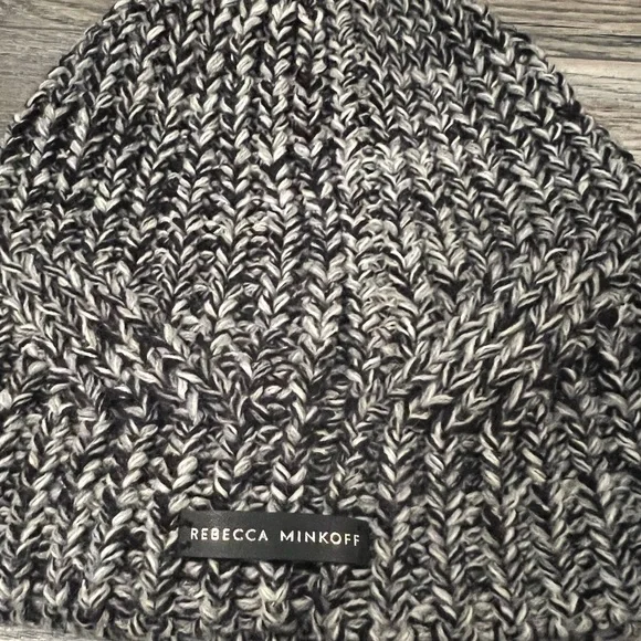 Rebecca Minkoff Grey Marled Knit Pom Pom Beanie - Picture 2 of 4